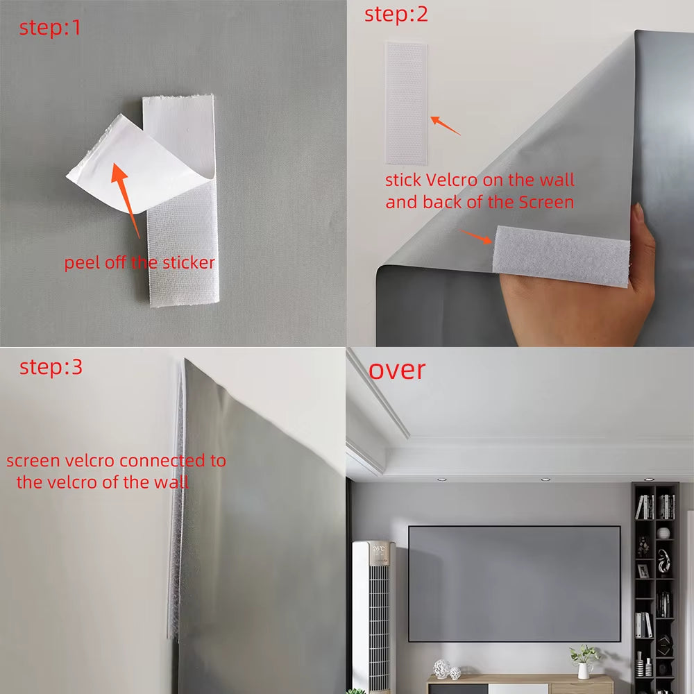 Projector Screen Simple 16:9 Anti-Light Curtain 30 72 84 92 100 106 120 130 133 Inches Home Outdoor Office Portable 3D HD