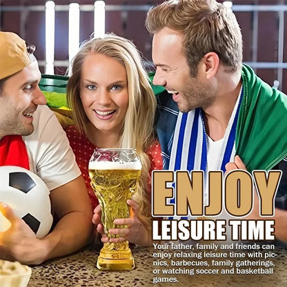 World Football Trophy Shape Beer Glass, High Borosilicate Glass, 450Ml/600Ml/800Ml, Fan Gift for 2026 Soccer Matches & Parties